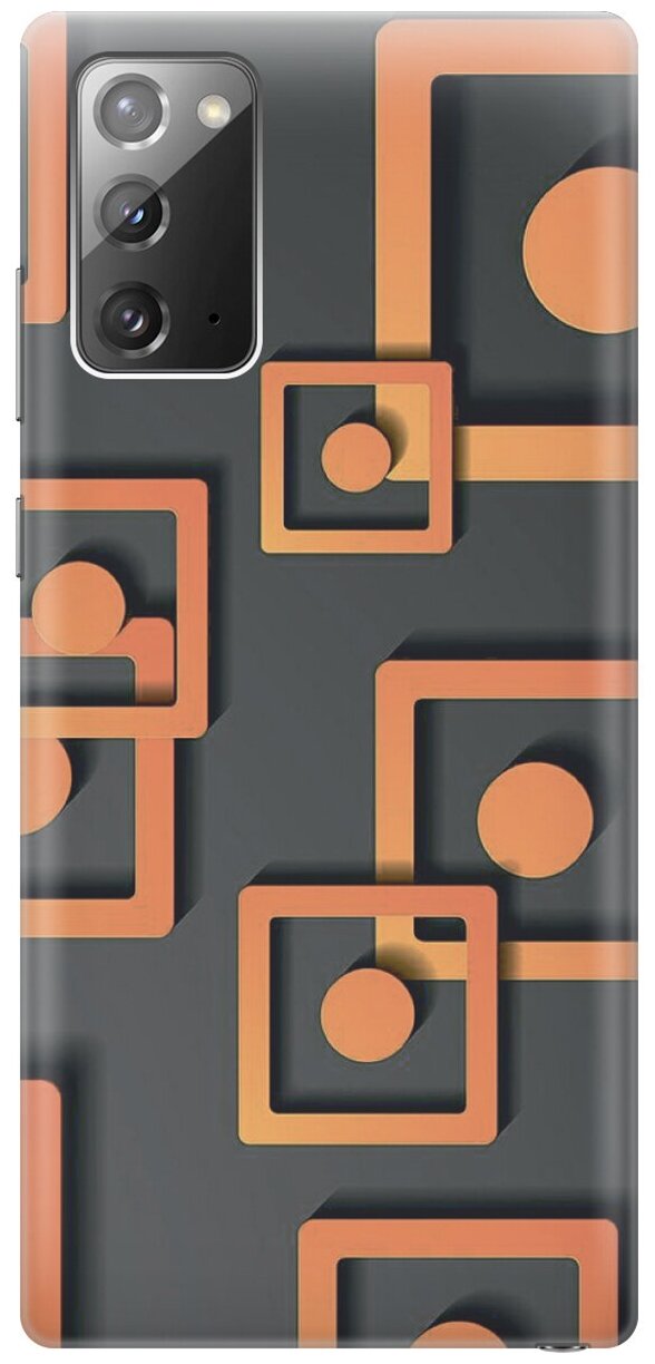 Силиконовый чехол Оранжевые блоки на сером на Samsung Galaxy Note 20 / Самсунг Ноут 20 с эффектом блика