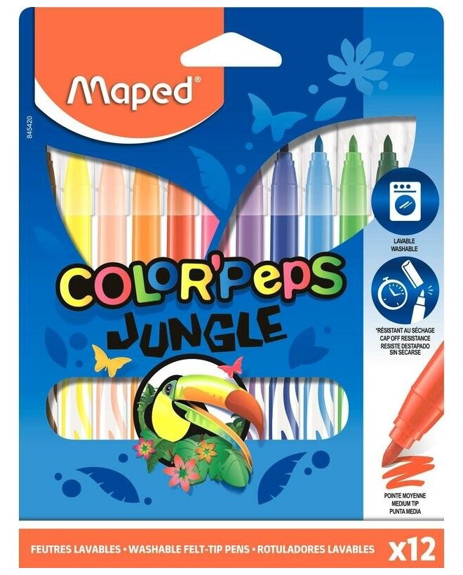 Фломастеры Jungle 12 цветов