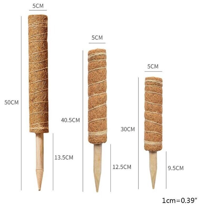 Декоративный держатель для растений, кокосовый колышек для кустов, опора для вьющихся растений 50см ,3шт - фотография № 9
