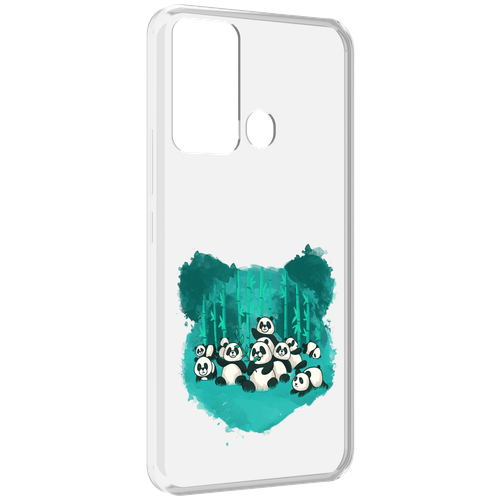 Чехол MyPads нарисованные панды для Infinix Hot 12i задняя-панель-накладка-бампер