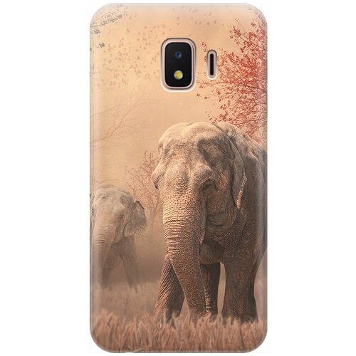фото Силиконовый чехол на samsung galaxy j2 core / самсунг джей 2 кор с принтом "закатный песочный слон" gosso