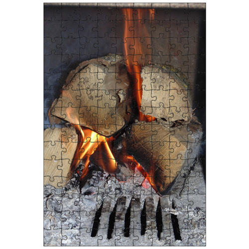 фото Магнитный пазл 27x18см."пожар, печь, зима" на холодильник lotsprints