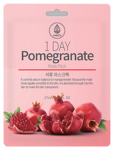 Med B Тканевая маска для лица с экстрактом граната One Day Pomegranate Mask, 27 г, 27 мл