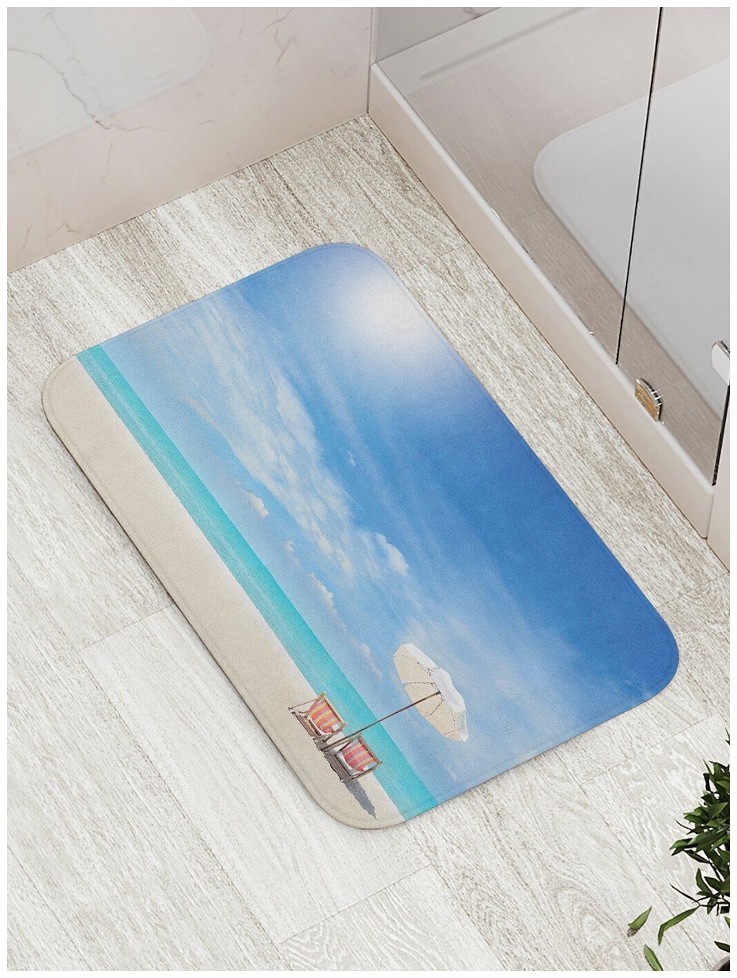 Коврик JoyArty противоскользящий "Пустой пляж" для ванной, сауны, бассейна, 77х52 см