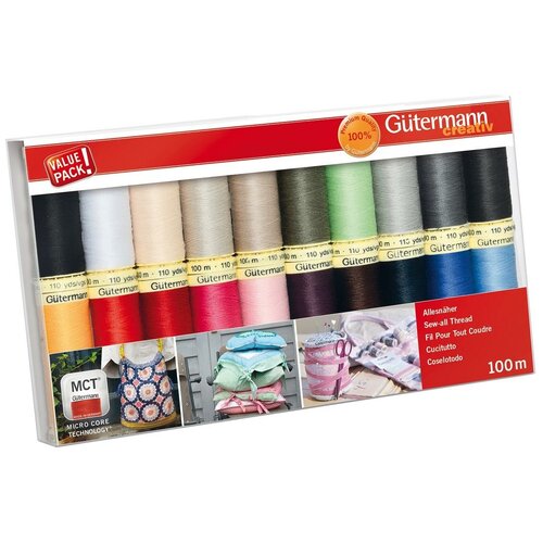 фото 734609 набор швейных нитей sew-all 100м/ 20 катушек гутерманн (1) gutermann