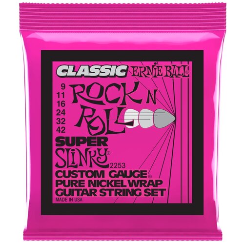 фото Ernie ball 2253 classic rock n roll pure nickel slinky super 9-42 струны для электрогитары