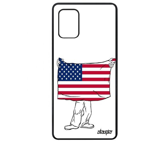 фото Ударопрочный чехол для смартфона // samsung galaxy a71 // "флаг соединенных штатов с руками" стиль патриот, utaupia, белый