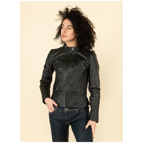 фото Кожаная куртка 250, каляев, размер 54, черный