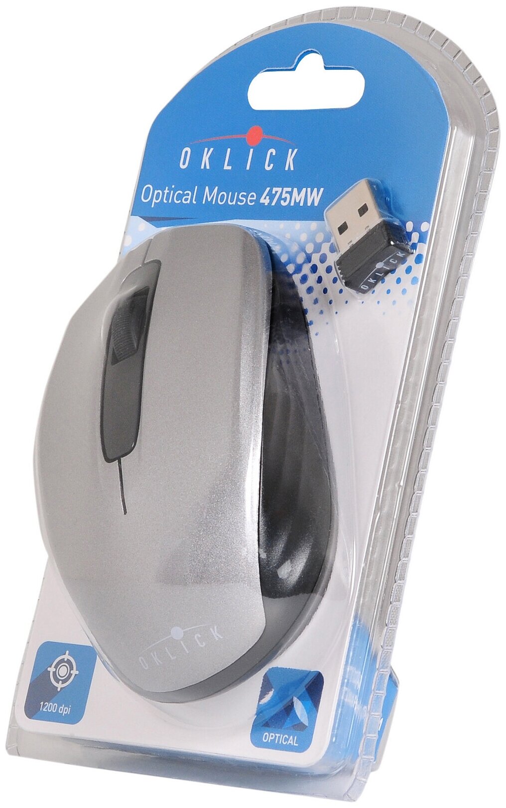 Мышь OKLICK 475MW оптическая беспроводная USB, черный и синий [tm-1500 black/blue] - фото №6