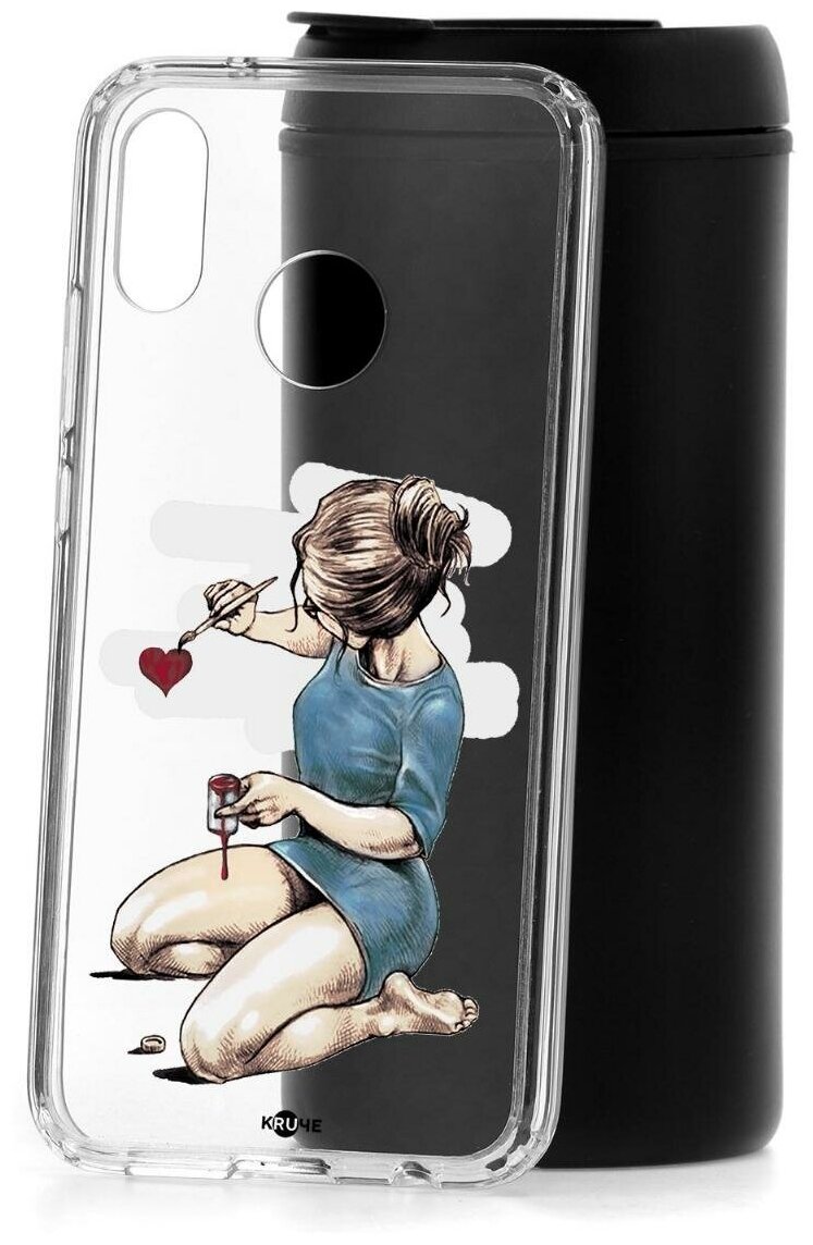 Чехол на Huawei P20 Lite/Nova 3e КRUЧЕ Print Рисуя любовь, пластиковая накладка, силиконовый бампер с защитой камеры, противоударный кейс с рисунком