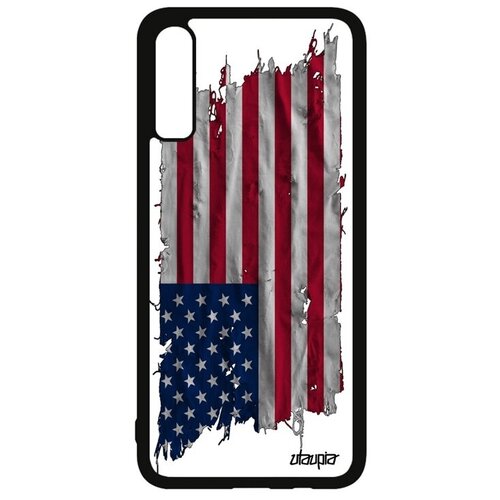 фото Защитный чехол для смартфона // galaxy a70 // "флаг соединенных штатов на ткани" стиль страна, utaupia, белый
