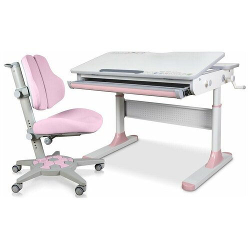 фото Комплект mealux стол + стул, edmonton multicolor lite + ergokids jasper duo 95x66 см розовый