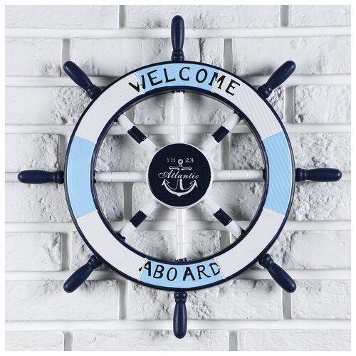 Декор интерьерный Штурвал на стену, бело-синий, 45 х 45 х 3 см LifeS