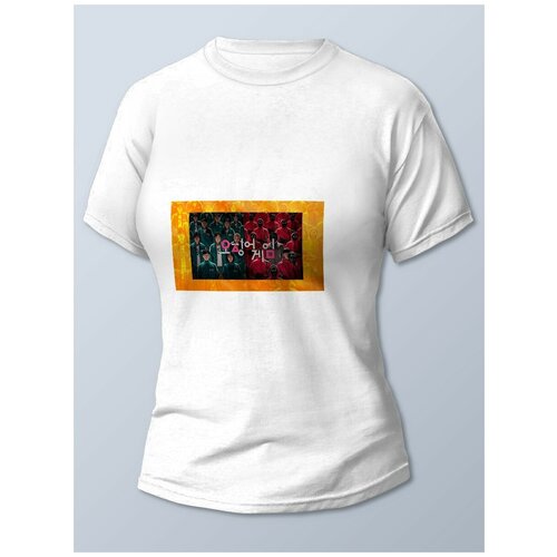 фото Футболка женская белая сериалы игра в кальмара (игра в кальмара, squid game) - 21754 brut-shop