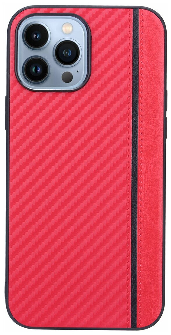 Чехол накладка для Apple iPhone 13 Pro Max, G-Case Carbon, красная