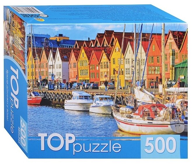 TOPpuzzle-500 "Яркие домики у воды" (КБТП500-6806) Рыжий кот - фото №2