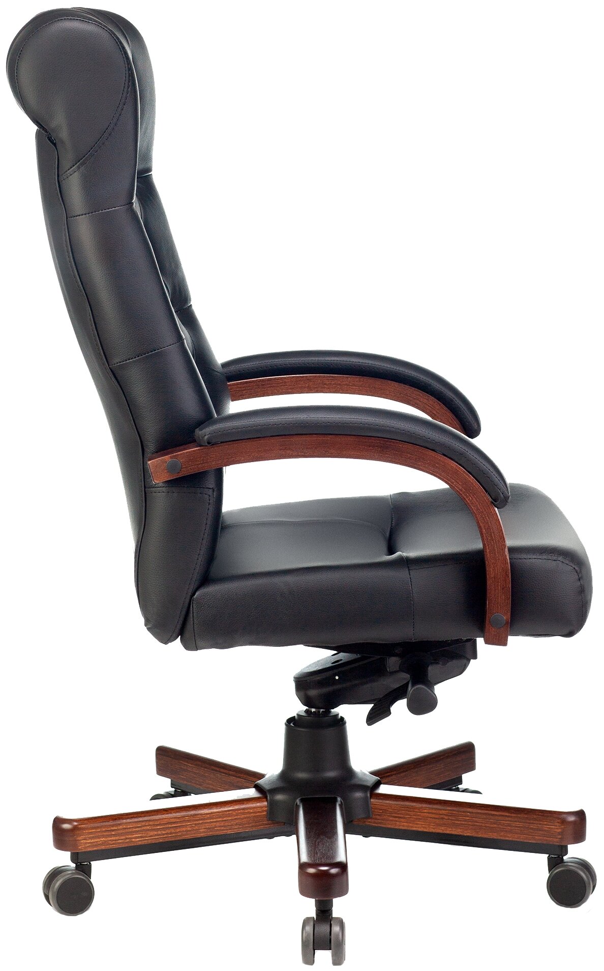 Кресло руководителя Бюрократ T-9928WALNUT, на колесиках, кожа, черный [t-9928walnut/black] - фото №6