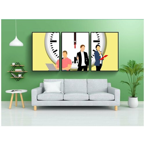 фото Набор модулных постеров для интерьера "время, бизнес, часы" 60x90 см. в тубусе, без рамки lotsprints