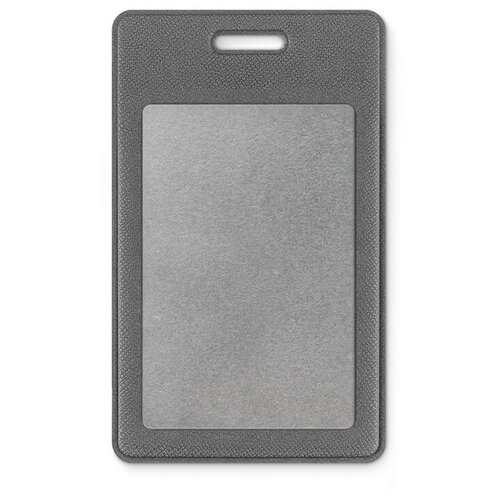 Бейдж вертикальный 70x104 мм с магнитным зажимом серый цвет тесьмы черный, 1349925