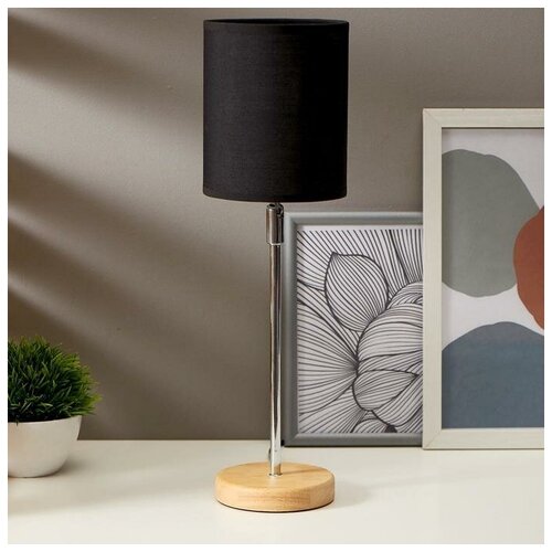 фото Лампа настольная 16012/1 e14 40вт дерево-хром 12,5х12,5х42 см risalux