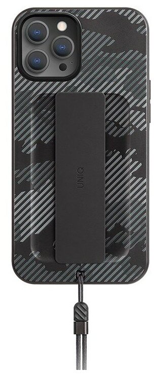 Чехол Uniq для Iphone 12/12 Pro Heldro +Band DE Anti-microbial, Charcoal camo