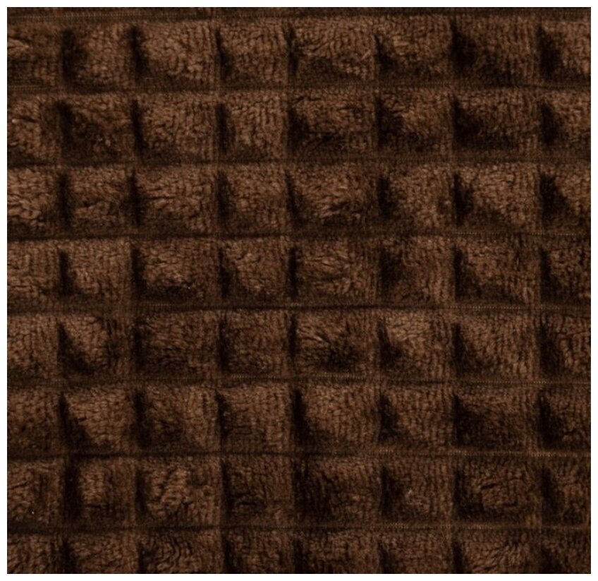 Мягкий плед Евро "Кубик" LUSNUG, 200x220см, темно-коричневый - фотография № 4