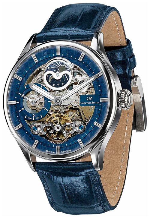Наручные часы Carl von Zeyten Skeleton CVZ0008BLS, серебряный, синий