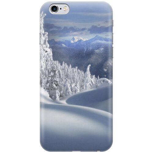 фото Силиконовый чехол на apple iphone 6s / 6 / эпл айфон 6 / 6 эс с принтом "заснеженный лес и горы gosso