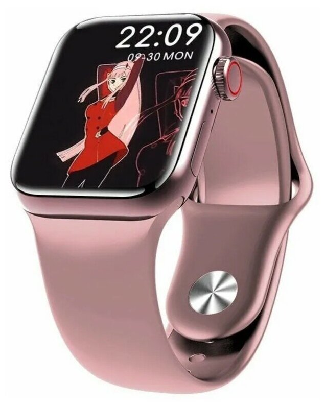 Умные часы KUPLACE / Smart Watch HW22 Pro Max / Смарт-часы HW22 Pro Max с активной кнопкой и беспроводной зарядкой / Смарт вотч HW22 Pro Max, розовый