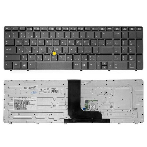 Клавиатура для ноутбука HP EliteBook 8560w 8570W Series Плоский Enter Черная с черной рамкой PN 9ZN6GBV00R 1900₽