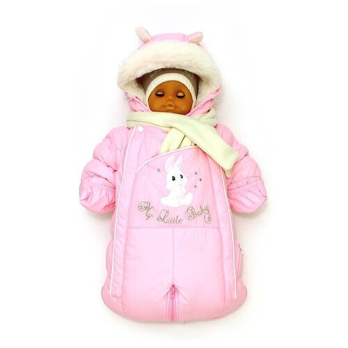 Комбинезон-трансформер Egorka, демисезон/зима, варежки в комплекте, пинетки в комплекте, для девочек, размер 74, розовый