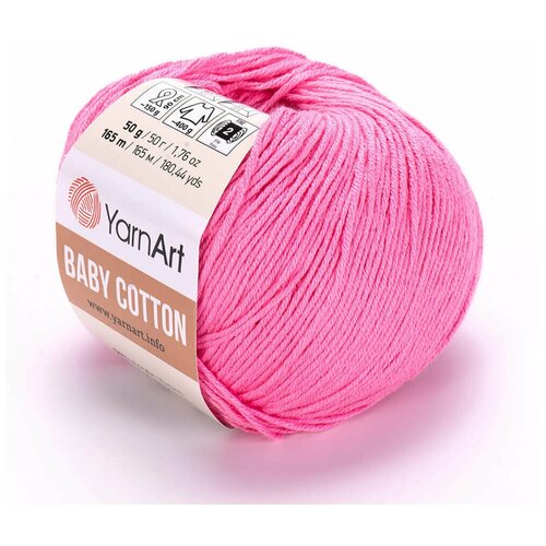 Пряжа для вязания YarnArt Baby Cotton (Бэби Коттон) - 10 мотков 414 розовый, для детских вещей и амигуруми, 50% хлопок, 50% акрил, 165 м/50 г