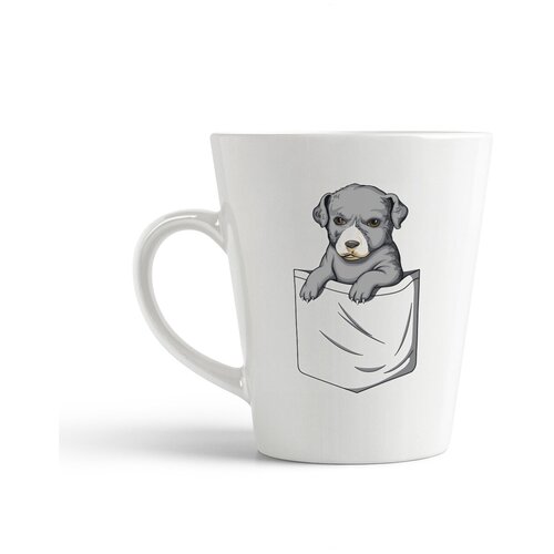 фото Кружка-латте coolpodarok животные серый пёсель в кармане