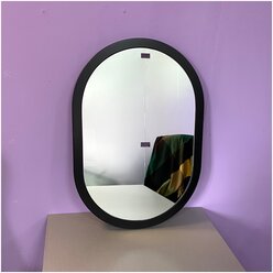 Зеркало овальное для ванной Капсула черное 45х65 см