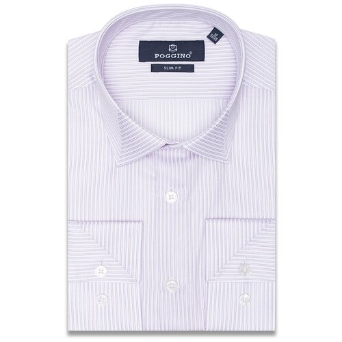 фото Рубашка poggino 5009-81 цвет сиреневый размер 54 ru / xxl (45-46 cm