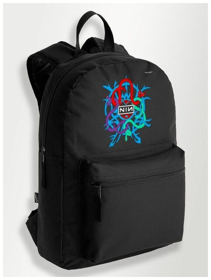 Черный школьный рюкзак с DTF печатью Музыка Nine Inch Nails Панк, Rock - 1082
