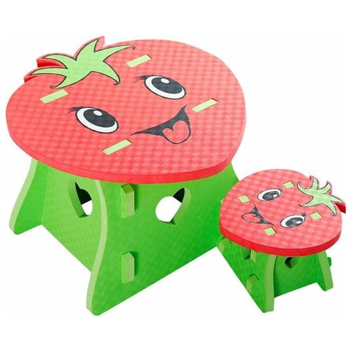 Набор разборной мебели из полиуритана клубничка стол, стул MENGLEBAO HK-Z008 Зелёный/Красный HK-Z00_GREEN_RED
