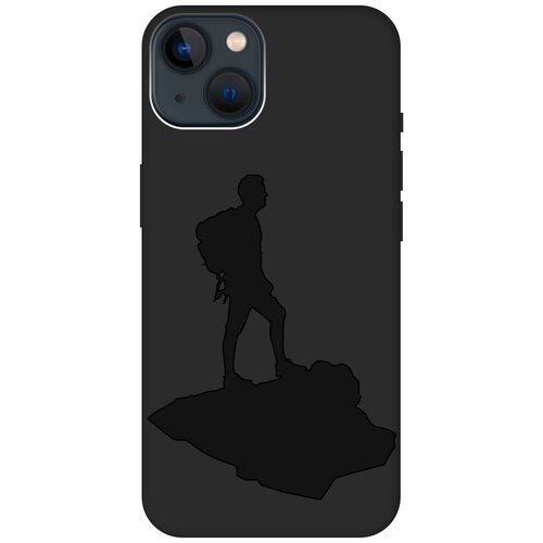 Силиконовый чехол на Apple iPhone 13 Mini / Эпл Айфон 13 мини с рисунком Trekking Soft Touch черный