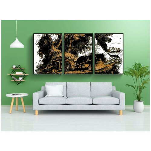 фото Набор модулных постеров для интерьера "мул, тележка, осел" 60x90 см. в тубусе, без рамки lotsprints