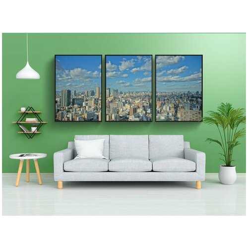 фото Набор модулных постеров для интерьера "япония, осака, панорама" 60x90 см. в тубусе, без рамки lotsprints