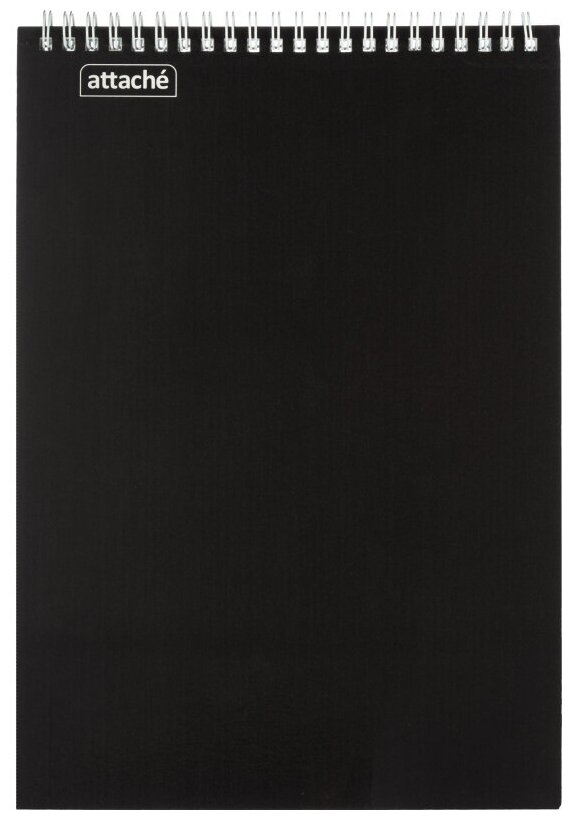 Блокнот на спирали Attache А4 60л. , черный, блок 60г, обложка 215г