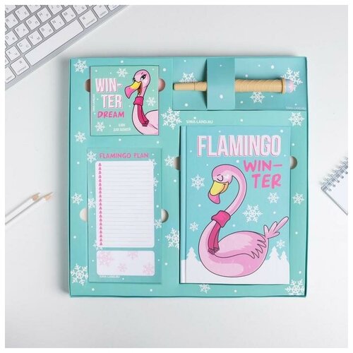 Большой канцелярский набор Flamingo winter 4930769 .