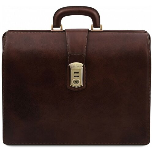 Мужской кожаный портфель-саквояж с 3 отделениями Tuscany Leather Canova TL141826 темно-коричневый