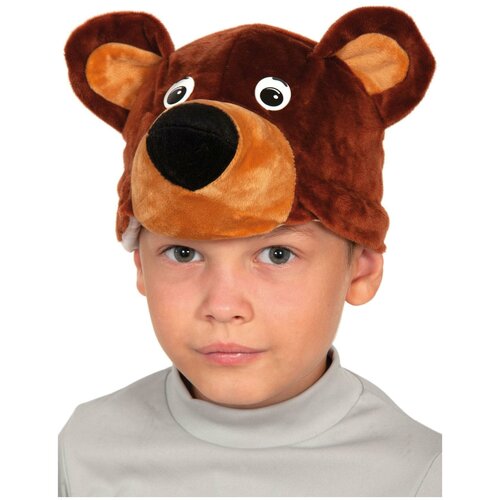 фото Мишка бурый карнавалофф детская карнавальная шапочка-маска р. 52-54