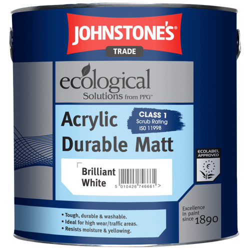 Краска акриловая Johnstone's Acrylic durable matt матовая Brilliant White 2.5 л