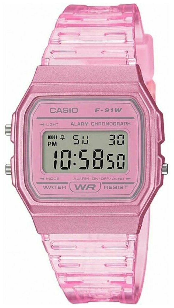 Наручные часы CASIO Японские наручные часы CASIO COLLECTION F-91WS-4D, черный, розовый