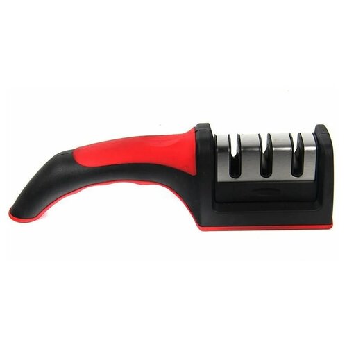 Точилка для ножей Skiico Kitchenware 21,5х6х5 см / Ножеточка с нескользящем основанием Красный+ Черный