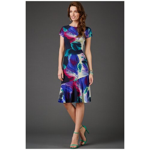 фото Платье арт-деко, размер 50, розовый, зеленый