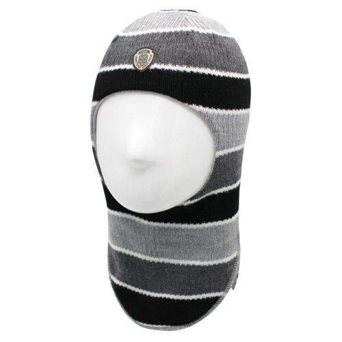 фото Шапка- шлем kotik, размер 52-54, цвет черный/светло- серый/серый