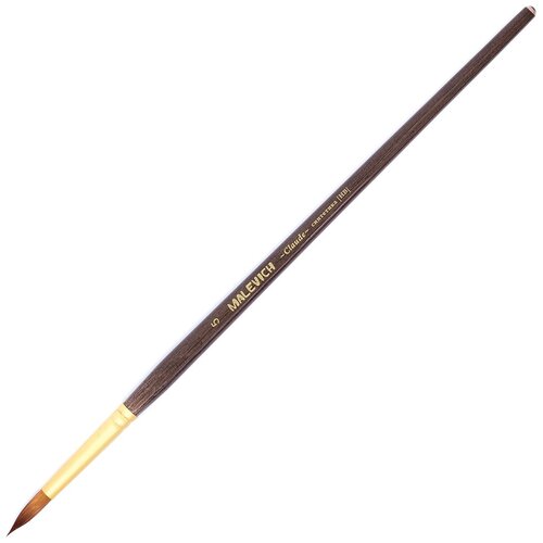 Кисть Малевичъ Claude синтетика, круглая, средняя ручка, №5, 1 шт., коричневый кисть из синтетики малевичъ claude круглая 6